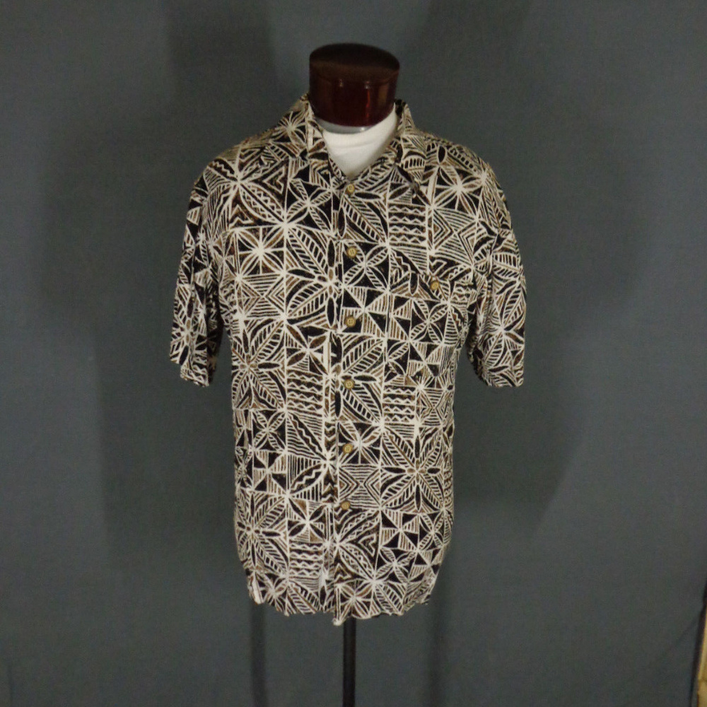 M.E. Sport Brown Classic Tribal Hawaiian Shirt  XL